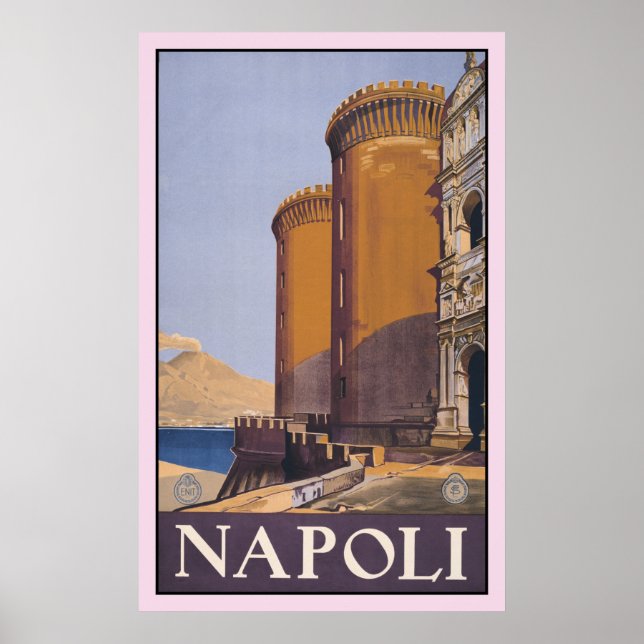 Póster Viajes de Litho Vintage y Nápoles Italia (Frente)