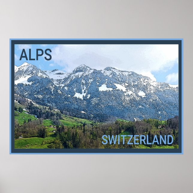 Póster Viajes de los Alpes suizos (Frente)