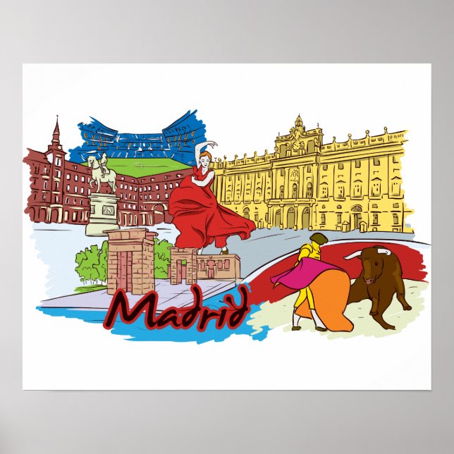Póster Viajes de Madrid España (Frente)