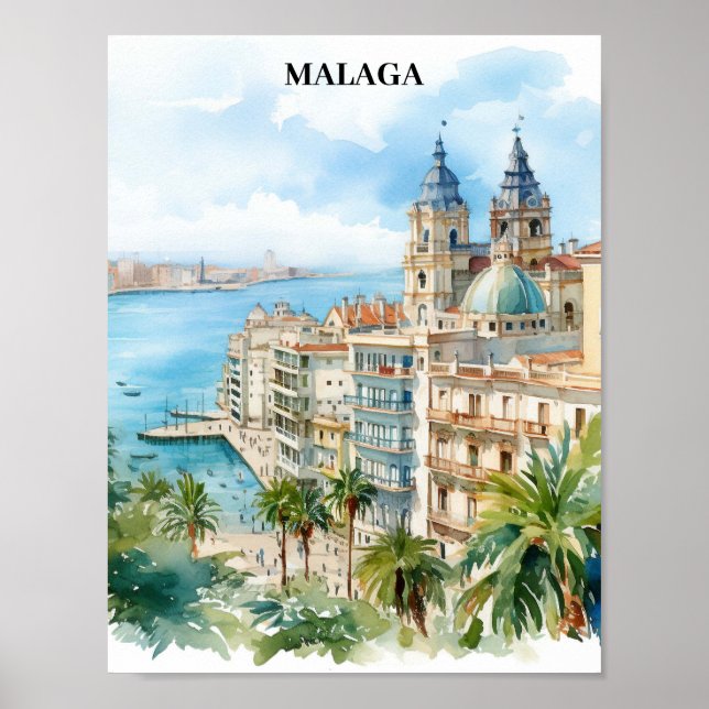 Póster Viajes de Málaga Andalucía España (Frente)