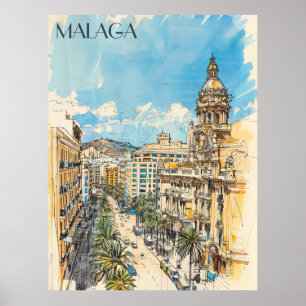 Póster Viajes de Málaga España