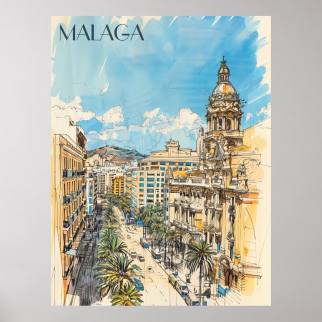 Póster Viajes de Málaga España (Frente)