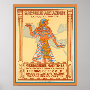 Póster Viajes de Marsella Alexandrie Egipto 1927