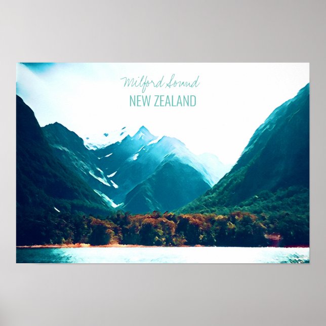 Póster Viajes de Milford Sound en Nueva Zelanda (Frente)