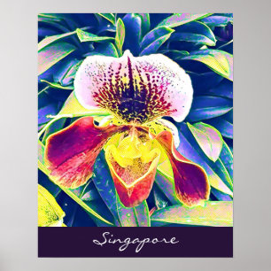 Póster Viajes de orquídeas de Singapur al sudeste de Asia