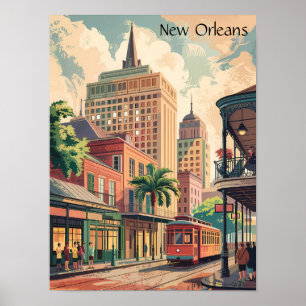 Póster Viajes de pintura de Nueva Orleans Louisiana