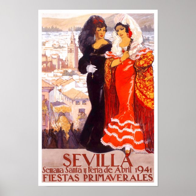 Póster Viajes de Sevilla España 1941 (Frente)