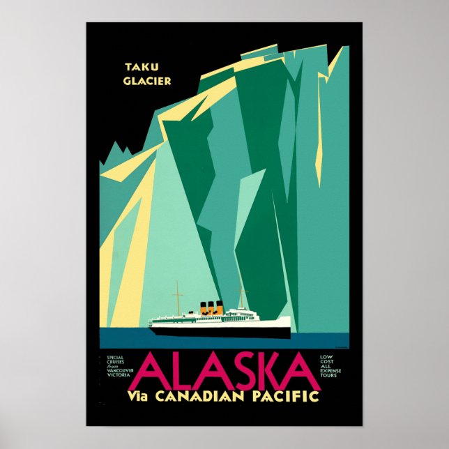 Póster Viajes de turismo por el Art Deco Alaska (Frente)