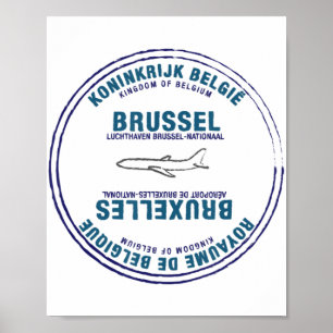 Póster Viajes de vacaciones de sello de pasaporte belga d