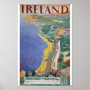 Póster Viajes de vacaciones irlandeses por CIE vintage Ir