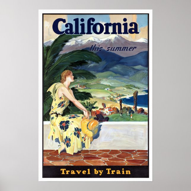 Póster Viajes de verano de California por tren (Frente)