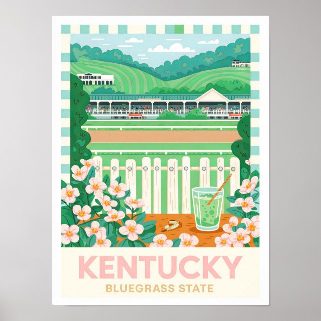 Póster Viajes de verano del estado de Bluegrass en Kentuc (Frente)