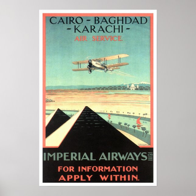 Póster Viajes de vintage,Aerolíneas Imperiales (Frente)