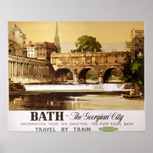 Póster Viajes de Vintage de Bath British Railways (Frente)