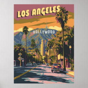Póster Viajes de Vintage de Los Ángeles California