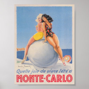 Póster Viajes de vintage de Monte Carlo Monaco