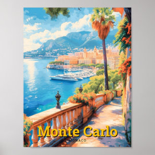 Póster Viajes de vintage de Monte Carlo Monaco