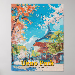 Póster Viajes de Vintage de Ueno Park Tokyo Japón
