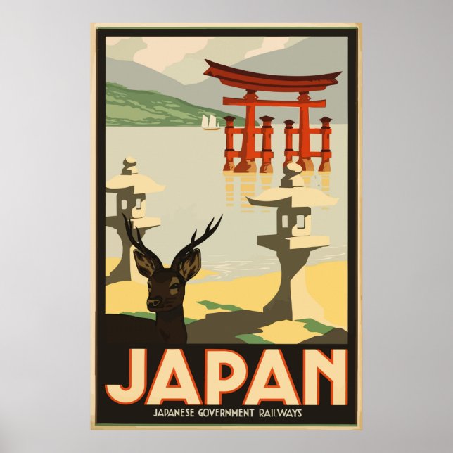 Póster Viajes de vintage en Japón (Frente)