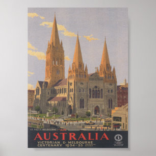 Póster Viajes de vintage en St. Pauls, Melbourne Australi
