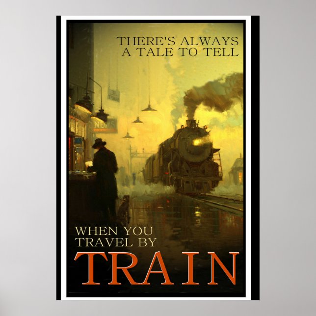 Póster Viajes De Vintage En Tren (Frente)