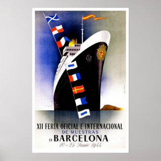 Póster Viajes de vintage, Feria Internacional de Barcelon