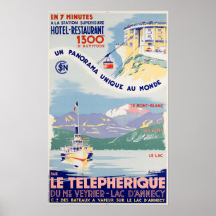 Póster Viajes de vintage - Lago Annecy - Francia Poster