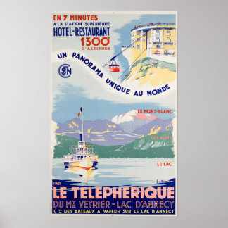 Póster Viajes de vintage - Lago Annecy - Francia Poster