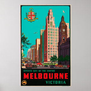 Póster Viajes de vintage - Melbourne - Australia