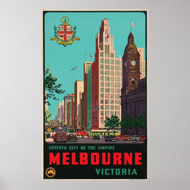 Póster Viajes de vintage - Melbourne - Australia (Frente)