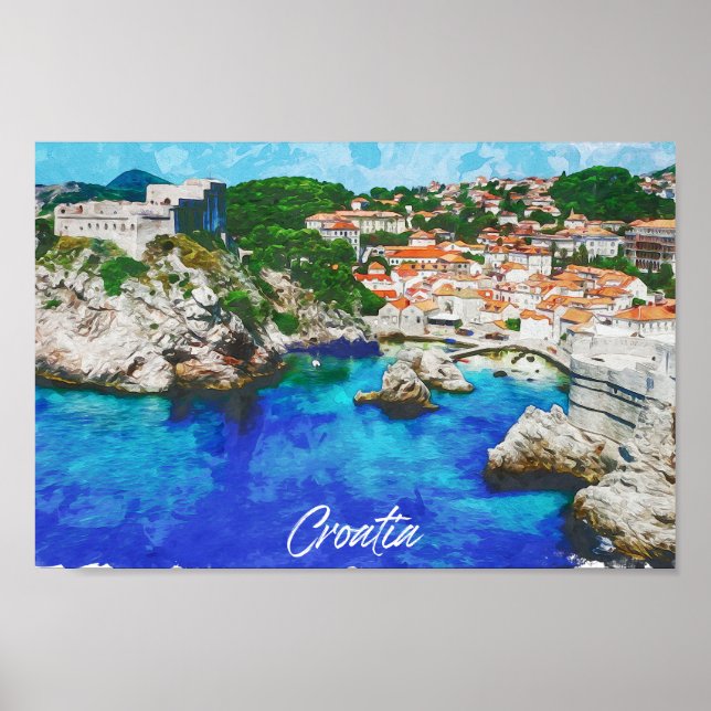 Póster Viajes de vista panorámica de Croacia (Frente)