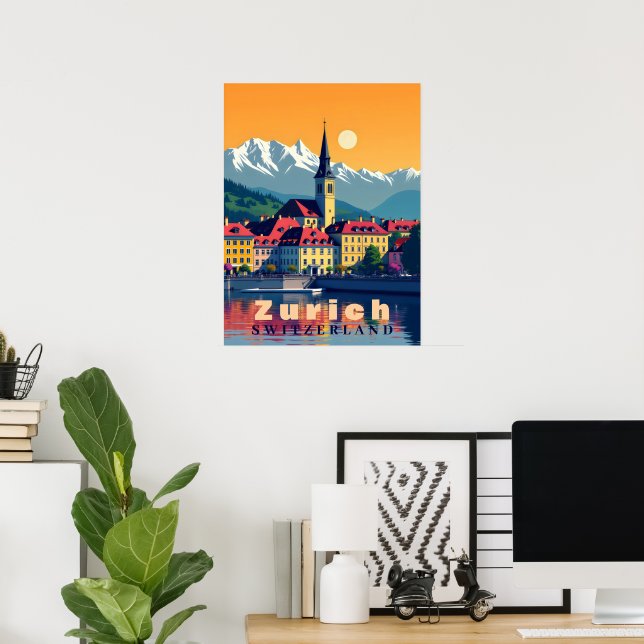 Póster Viajes de Zurich Suiza (Oficina en casa)