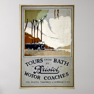 Póster Viajes del baño en autocares de Bristol