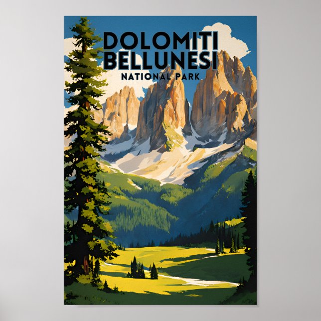 Póster Viajes del parque nacional Dolomiti Bellunesi (Frente)