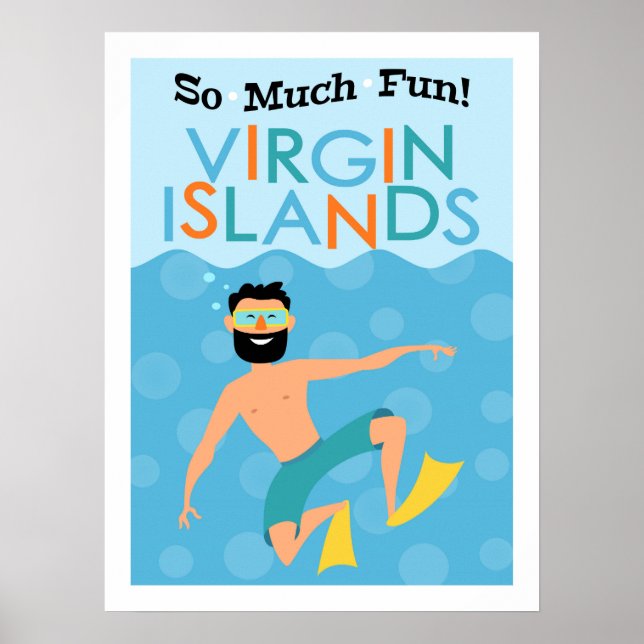 Póster Viajes divertidos de Islas Vírgenes Hipster (Frente)