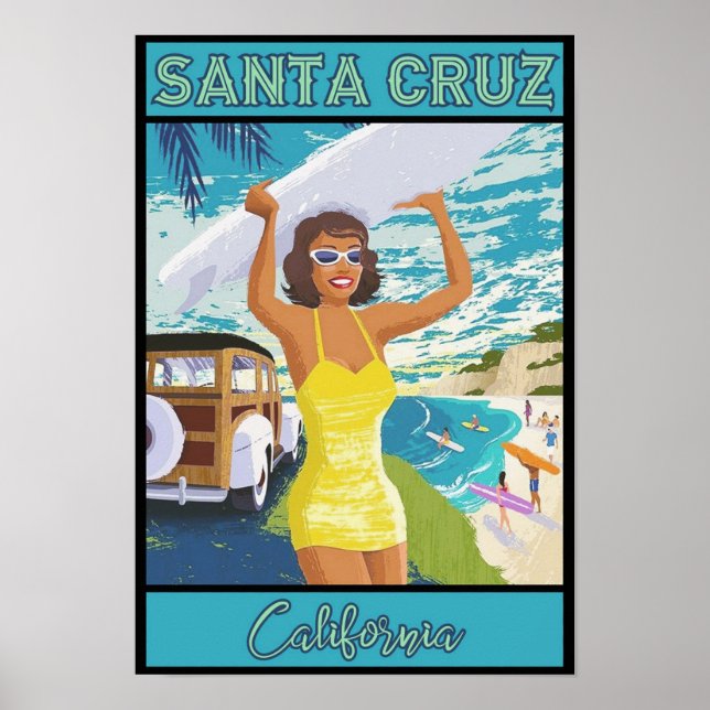 Póster Viajes en California de Santa Cruz (Frente)