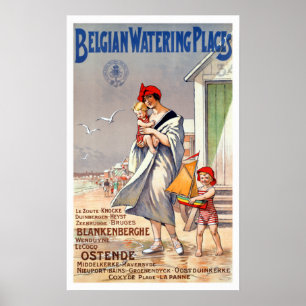 Póster Viajes en las playas belgas