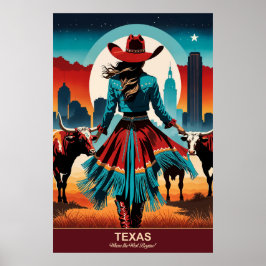 Póster Viajes en Texas: Donde Occidente empieza afiche de
