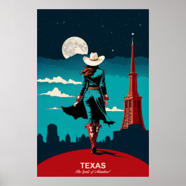 Póster Viajes en Texas: El mensaje del espíritu de viaje 