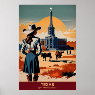 Póster Viajes en Texas: Tu aventura espera afiche de viaj