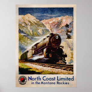 Póster Viajes en tren de época en Montana