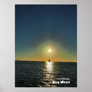 Póster Viajes Florida - Atardecer clave en barco de vel