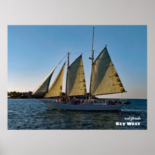 Póster Viajes Florida - Cruceros a vela por el atardece