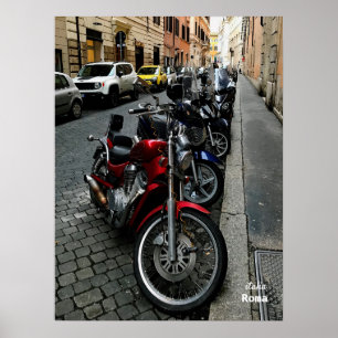 Póster Viajes Italia - Roma, motocicletas estacionadas