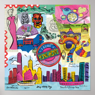 Póster Viajes mundiales - Hong Kong