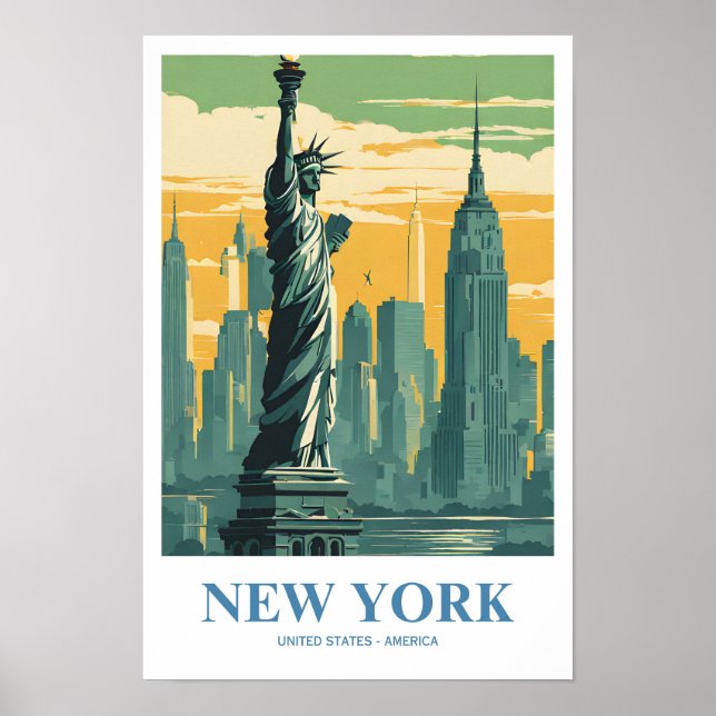 Póster Viajes nostálgicos de Nueva York (Frente)
