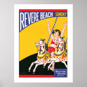 Póster Viajes nostálgicos del carrusel de vintage Revere 