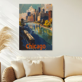 Póster Viajes por Chicago Vintage