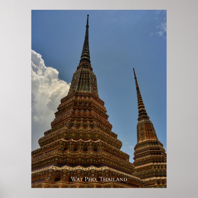 Póster Viajes por el templo de Padoga Pho Stupa Tailandia (Frente)