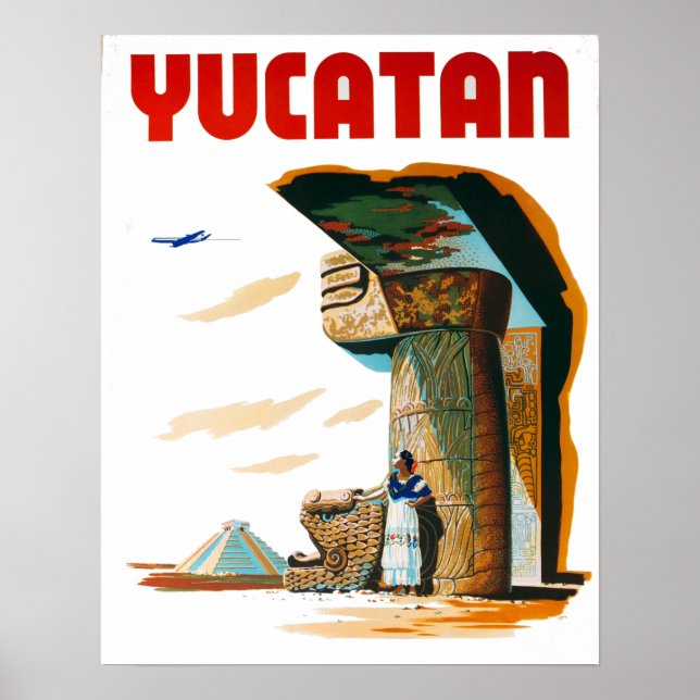 Póster Viajes por el Viejo Yucatán México (Frente)